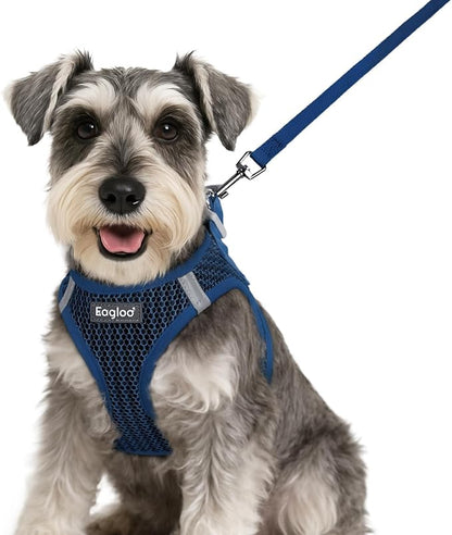 Eagloo Small Dog Harness and Leash Set, Step in Puppy Vest with Breathable Soft Mesh, Walking Reflective Pet Harness for Small Dogs, Navy Blue, S