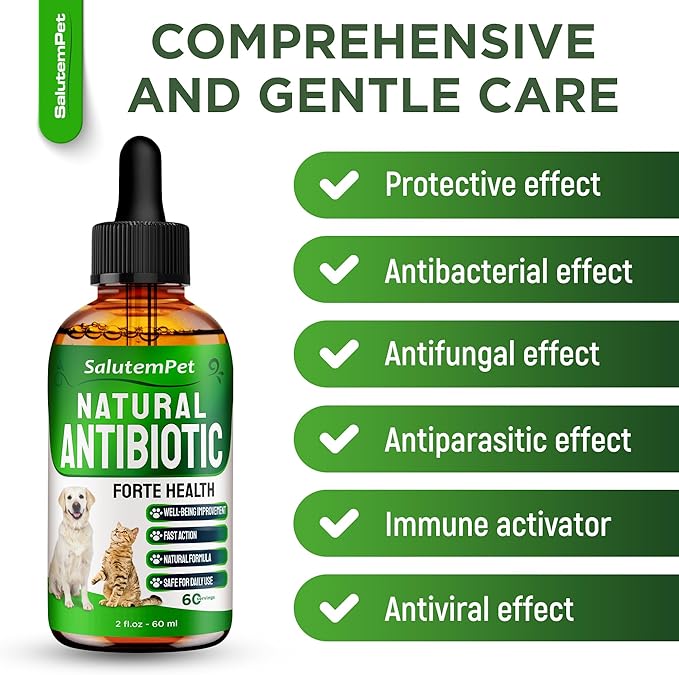 Natural Antibiotics for Dogs to Help with Allergies and UTIs | Kennel Cough Medicine for Dogs | Cat Antibiotics for Infection | Herbal Supplement is Excellent for All Breeds and Ages | 2 oz