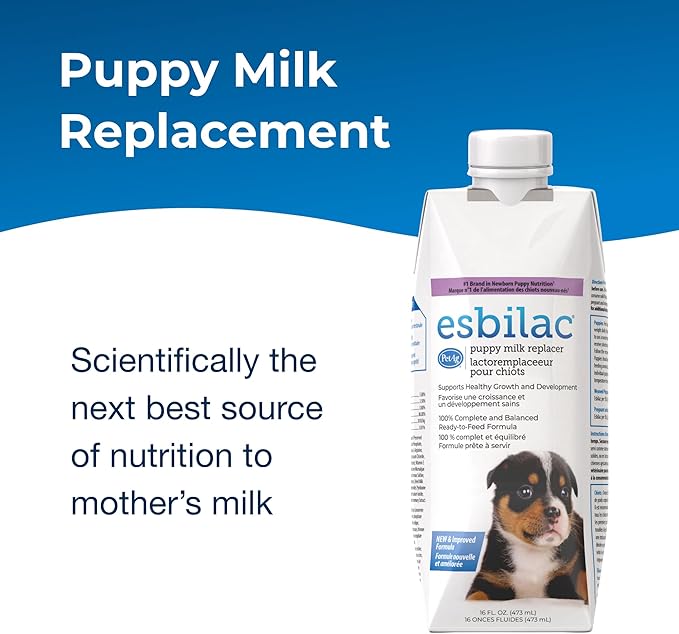 PetAg Esbilac Puppy Milk Replacer Liquid - 16 oz - Resealable, Ready-to-Feed Formula with Vitamins for Newborn Puppies to 1 year - Easy to Digest - Storable & Portable