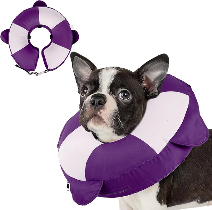 MIGOHI Recovery Collar for Dogs - Inflatable Soft Pillow Cone Alternative, Donut Neck Cone for Wound Licking &Scratching,Adjustable Comfy for Medium Large Dogs Neuter Recovery (X-Large, Purple)