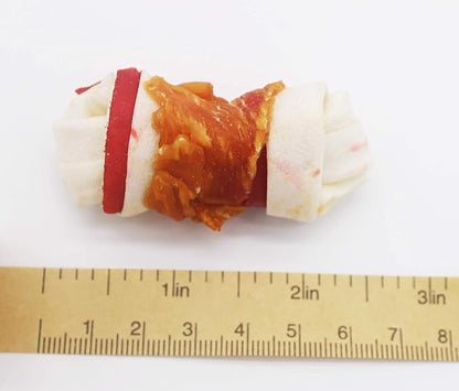 Dog Treats Chicken Wrapped Rawhide Bones for Small Dog Treats Puppy Chews Snacks Promotes Healthy Chewing Chicken Wrapped Knot 2.5" 0.5lb