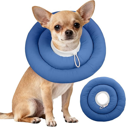 IDOMIK Dog Recovery Collar, Waterproof Soft Dog Cone After Surgery, Comfy Protective Elizabethan Collar Alternative for Dogs Cats, Adjustable Pet Neck Donut Cone Anti-Licking Biting Wounds,Navy,S