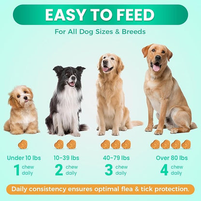 Flea and Tick Prevention for Dogs Chewable, 200 Natural Soft Chews Oral Flea and Tick Supplement for Dogs Puppies, All Breeds & Sizes - Chicken Flavor