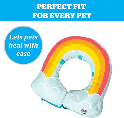 Rainbow Inflatable Dog Recovery Collar, Comfortable Cone Replacement for Pet Surgery, Protective Collars to Prevent Licking & Biting, Size Large