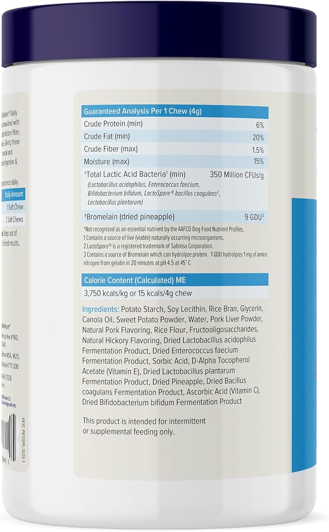 Vetnique Glandex Daily Probiotics for Dogs with Prebiotics to Support Gut Health, Diarrhea with Fiber and Digestive Enzymes, Dog Probiotic Chews or Powders (120ct Chews, Bacon Chews)
