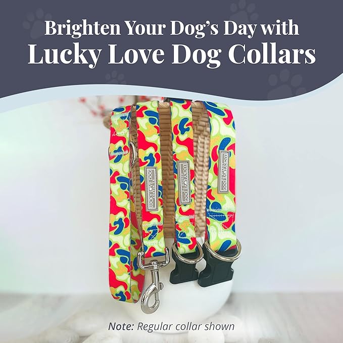Lucky Love Dog Martingale Dog Collar - Adjustable, No-Slip, Durable, & Soft Webbing Collar for Male and Female Dogs Ideal for Training & Walking - Oscar, Large