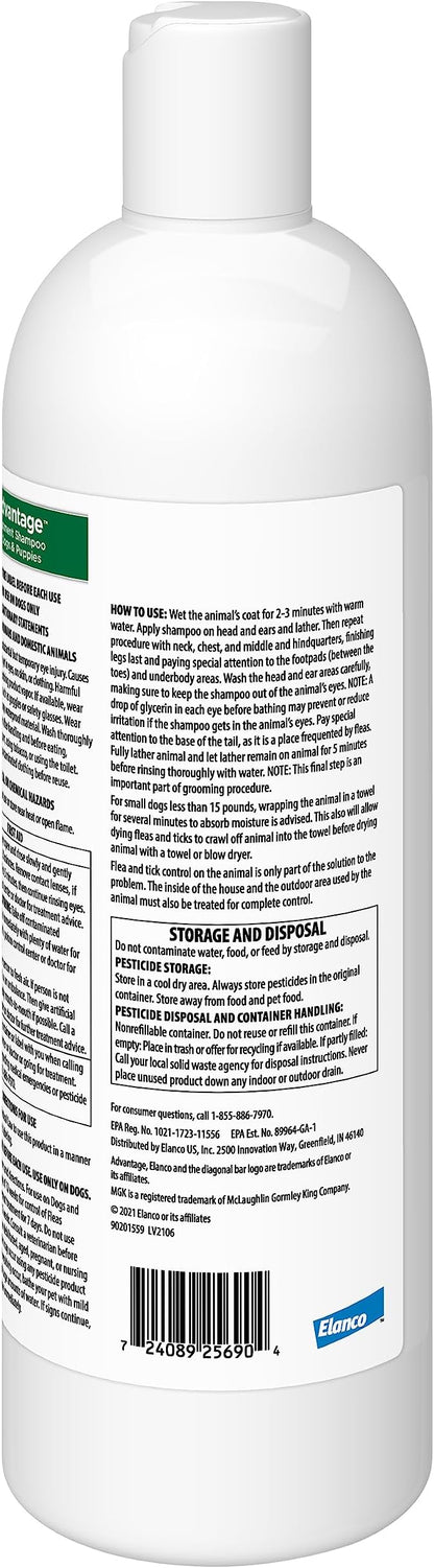 Advantage Dog Flea & Tick Shampoo for Puppies & Adult Dogs | Kills Fleas & Ticks | 24 oz.