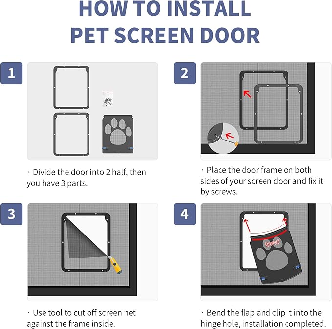 Petleso Dog Screen Door, Pet Screen Door Lockable Doggie Door for Screen Easy Install Pet Door for Doggy and Cat, Inner Size 8.25"×10.5" etleso