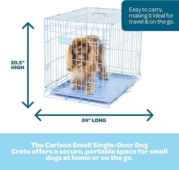Carlson Blue Secure and Compact Single Door Metal Dog Crate, Small