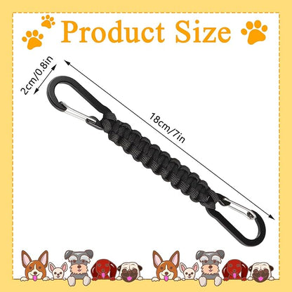 BLMHTWO Dog Collar Safety Clip, Double-Ended Harness to Collar Safety Clip, Handmade Backup Strap Dog Harness Connector for Prong, Leashes, Walking, Running and Hiking (Black)