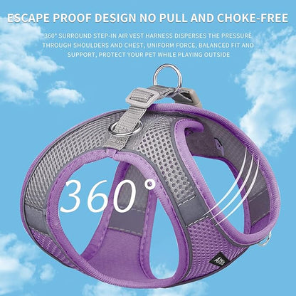 AIITLE Easy Walk Dog Harness and Leash Set - Pet Supply No Pull, Step in Adjustable Dog Harness with Padded Vest for All Weather, Dog Harness No Choke Over, Easy to Put on Medium Dogs Purple L