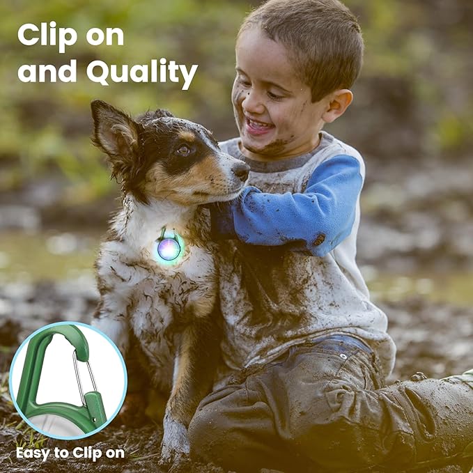 2Pack Dog Lights for Night Walking Dog Collar Light Clip on Rechargeable Glow in The Dark Light with 4Modes & RGB Color for Camping