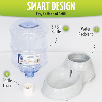 ZONETECH Pet Water Dispenser- Premium Quality Durable Self-Dispensing Gravity 3.7 Liters Capacity Suitable for Medium and Large-Sized Cats and Dogs