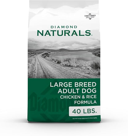 Diamond Naturals Large Breed Adult Dry Dog Food Chicken and Rice Formula with Protein from Real Chicken, Probiotics and Essential Nutrients to Support Balanced and Overall Health in Adult Dogs 40lb