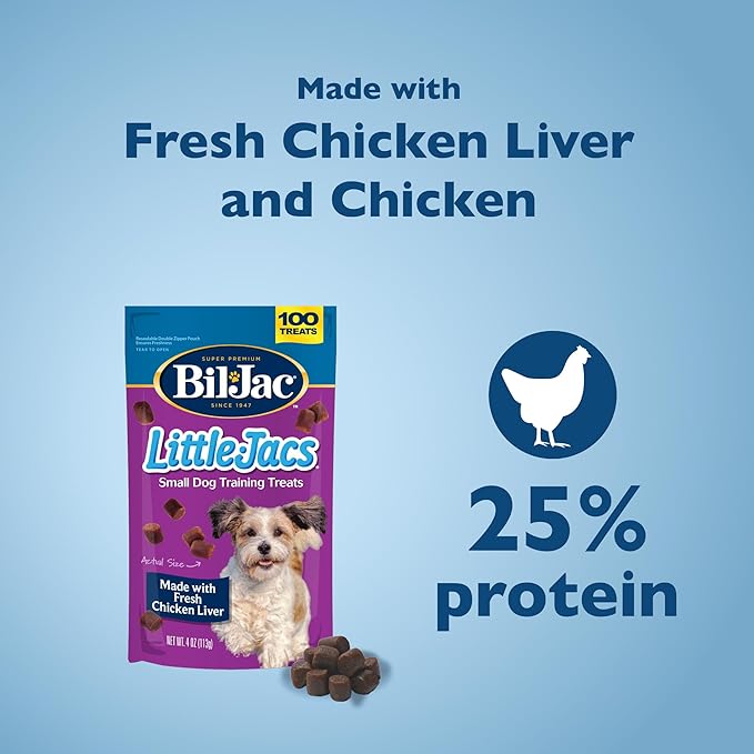 Bil-Jac Little Jacs Small Dog Training Treats, Chicken Flavor, Made with Chicken Liver, 4 oz (4-Pack)
