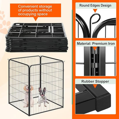 FDW Dog Playpen Dog Pen Dog Kennel 4 Panels 40 Inch Height Indoor Outdoor Folding Metal Portable Puppy Exercise Pen Heavy Duty Dog Fence for Yard Camping,Black