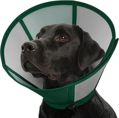 SUNFURA Dog Cone, Soft Dog Cones for Large Dogs After Surgery, Adjustable Cone for Dogs to Stop Licking, Pet E-Collar Alternative for Wound Healing, Green Large