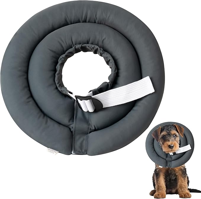 Soft Dog Cone Collar - Adjustable Recovery Cone for Small Dogs After Surgery to Stop Licking, Waterproof Elizabethan Protective Neck Donut Collar Alternative for Pet Cat Puppy (Grey, S)