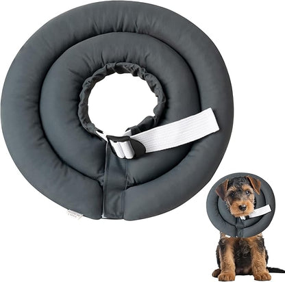 Soft Dog Cone Collar - Adjustable Recovery Cone for Small Dogs After Surgery to Stop Licking, Waterproof Elizabethan Protective Neck Donut Collar Alternative for Pet Cat Puppy (Grey, S)