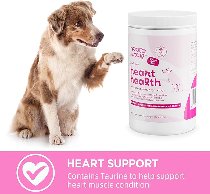 Heart Support Supplement for Dogs - L-Taurine, L-Carnitine, EPA and DHA, Coenzyme Q10 - Aids Circulatory Strength, Cardiovascular Support, Heart Muscle Function