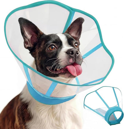 Allroaring Dog Cone Collar After Surgery, Soft Pet Cone for Dogs to Stop Licking, Breathable Pet Recovery Collars & Cones for Medium Dogs, Elizabethan Collar for Wound Care Spay Neuter, Bluegreen M