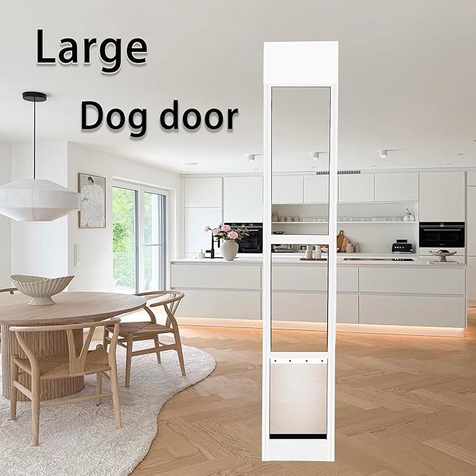 Large Dog Door for Sliding Glass Doors, Adjustable Height 92.9"-96.4",Easy Installation,Magnetic Closing Curtain.