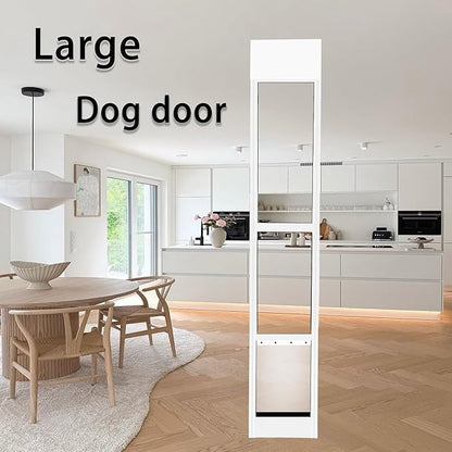 Large Dog Door for Sliding Glass Doors, Adjustable Height 92.9"-96.4",Easy Installation,Magnetic Closing Curtain.