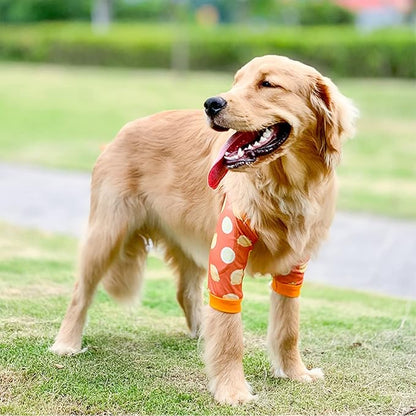 HDKUW Dog Elbow Protector, Dog Front Leg Recovery Sleeve for Prevent Licking Wound, Elbow Sleeves with Mesh Pad for Medium Large Dogs Lemon 3XL