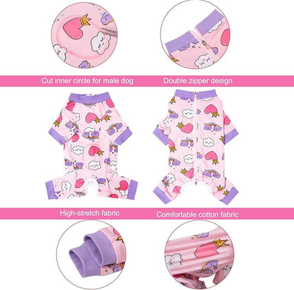 Dog Recovery Suit for Small Medium Large Dogs, Pet Onesie After Surgery Comfort Dog Bodysuit Anti Licking (X-Large, Pink Heart)