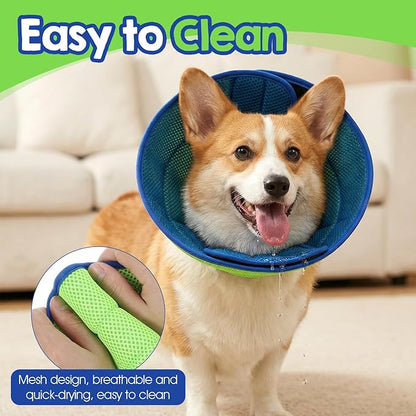 Soft Cone Collar for Dogs, Adjustable Breathable Cone Collar for Mild Care Small Dogs Fit Neck Size 11.8-13.8in, Post-Surgery Recovery E-Collar
