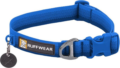 Ruffwear, Front Range Dog Collar, Adjustable Tubelok Webbing, Lightweight, Side Release Buckle, Aluminum V-Ring, Durable for Everyday Use, Blue Pool, 14"-20"