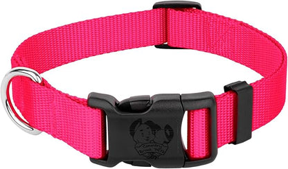 Country Brook Petz - Everyday Nylon Dog Collar for Large, Medium, and Small Dogs and Puppies - for Everyday Use in 10+ Warm Colors (Extra Large, 1 Inch Wide, Hot Pink)