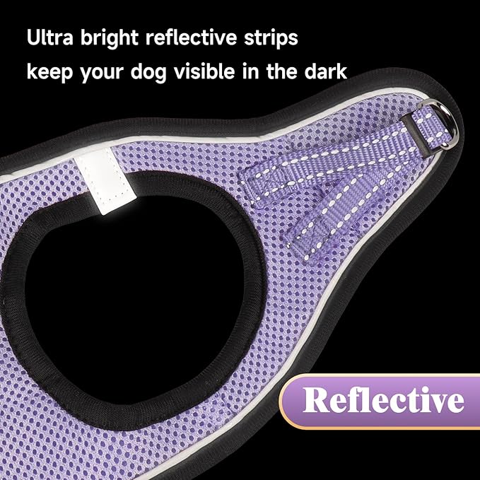 YIMEIS Dog Harness and Leash Set, No Pull Soft Mesh Pet Harness, Reflective Adjustable Puppy Vest for Small Medium Large Dogs, Cats (Taro Purple, X-Small (Pack of 1)