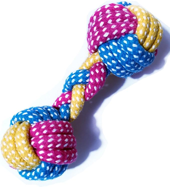 Dog Cat Puppy Teething Chew Toys,Dog Chew Rope Toy,Safe Braided Rabbit Toys Healthy Gift (Dumbbell)