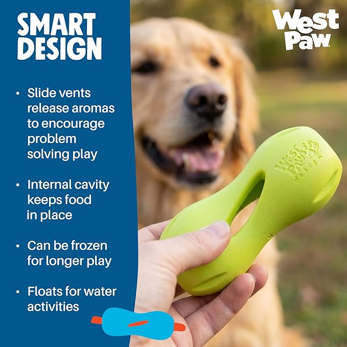 West Paw Qwizl Durable Zogoflex Dog Puzzle Toy for Mental Stimulation, and Enrichment - Treat Dispensing for Bully Sticks and Dental Sticks - Dishwasher Safe - Made in USA - Large - Tangerine