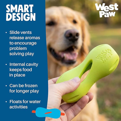 West Paw Qwizl Durable Zogoflex Dog Puzzle Toy for Mental Stimulation, and Enrichment - Treat Dispensing for Bully Sticks and Dental Sticks - Dishwasher Safe - Made in USA - Large - Tangerine