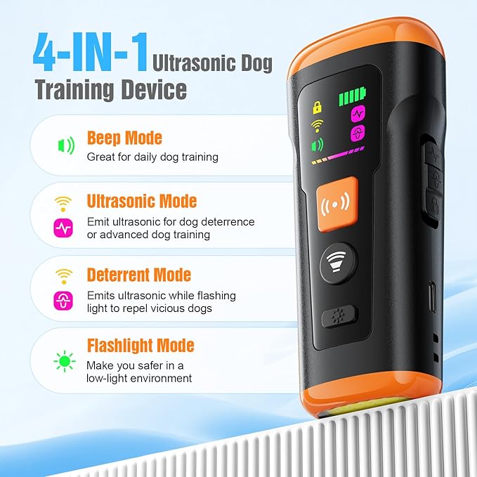 Dog Bark Deterrent Devices, 3X Anti Barking Device for Dogs Ultrasonic Dog Training, Up to 50FT Bark Control Dog Barking Silencer, Correct Bad Behavior Indoor Outdoor Portable Dog Barking Stopper