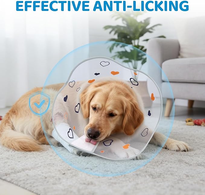 Elizabethan Dog Cone Collar, Adjustable Pet Cone to Stop Licking, Durable Plastic Neck Cone After Surgery for Small, Medium Large Dogs, Love XL