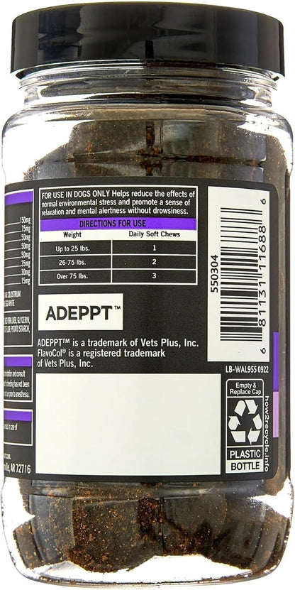 Pure Balance Pro+ Calming Supplement for Dogs, Veterinarian Formulated Soft Chews with Chamomile, Valerian Root, L-Tryptophan, Ginger Root, and FlavoCol – Stress & Anxiety Relief (8.26 oz)