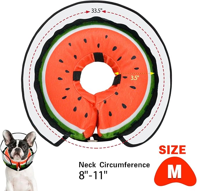 MRSOHRET Dog Cone, Dog Surgery Collar, Inflatable Cones for Small Medium Large Dogs, Watermelon Dog Recovery Collar, Does not Impede Vision
