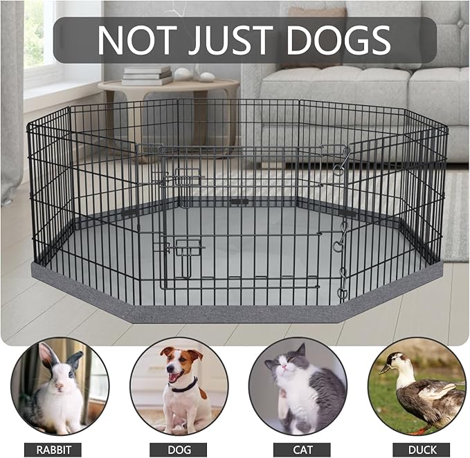 PETIME Foldable Metal Dog Exercise Pen/Pet Puppy Playpen Kennels Yard Fence Indoor/Outdoor 8 Panel 24" W with Top Cover and Bottom Pad (Playpen+Bottom+Top Cover, 8 Panels 36" H)