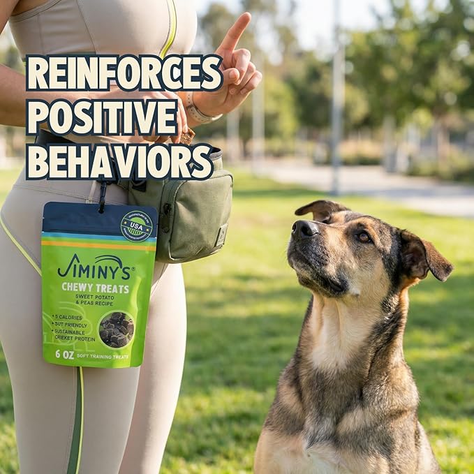 Jiminy's Chewy Cricket Dog Training Treats, Low Calorie, Hypoallergenic, 6oz, Sweet Potato & Pea (Pack of 1)