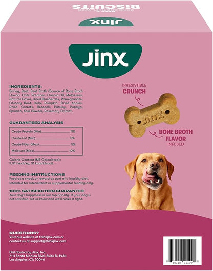 Jinx Oven-Baked Beef Bone Broth Mini Biscuit Dog Treats - Crunchy, All Natural, Superfood-Rich with Grass-Fed Beef, Dog Biscuits for Puppies, Adults & Seniors - 3lb