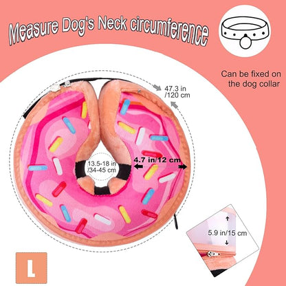 Inflatable Dog Cone Collar with Enhanced Anti-Licking, Soft Neck Donut for Dogs Cats, Recovery Pet Cone Collar After Surgery for Large Medium Small Dogs (Donut Pink2, Large)