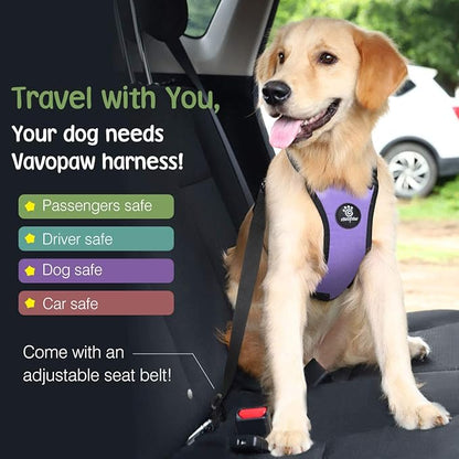 VavoPaw Dog Seat Belt, Safety Vest Dog Car Harness with Adjustable Buckle Dogs Seat-Belt for Vehicle Nylon Pet Safety Seats Belts Heavy Duty(L, Purple)