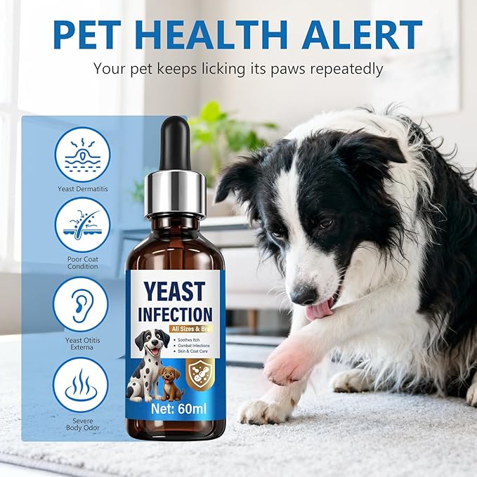 Yeast Infection Treatment for Dogs Support - Natural Dog Yeast Infection Treatment Drops with Probiotics & Vitamins - Relieves Itchy Skin, Paw Licking & Ear Irritation - Immune & Gut Health Supplement