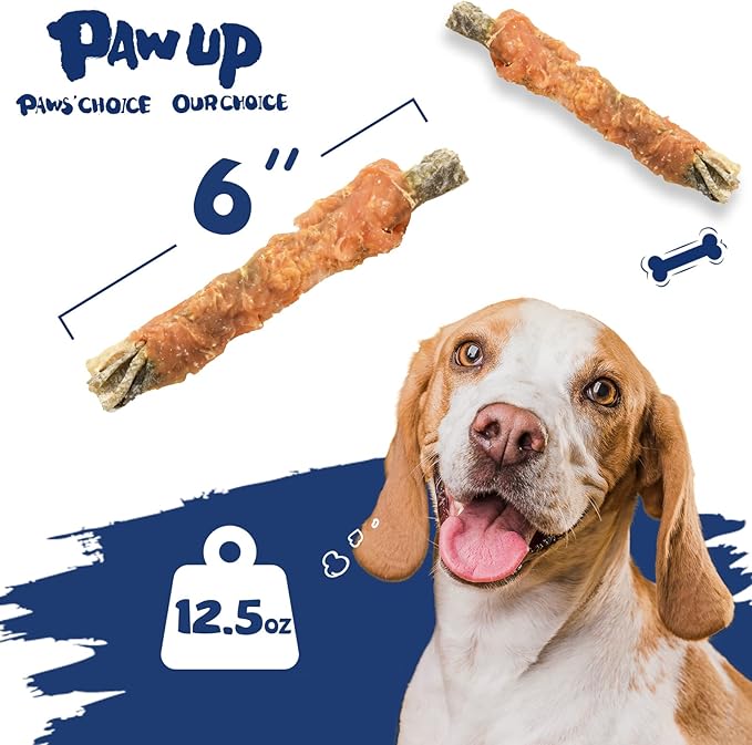 PAWUP Dog Treat Chicken Wrapped Cod Skins, Fish Chews Rolls for Medium Dogs, Healthy, Rawhide-Free, 12.5 oz