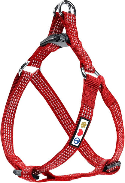 Pawtitas Reflective Step-in Dog Harness – Adjustable No-Pull Vest for Puppies to Seniors, Safe & Comfortable, S Red
