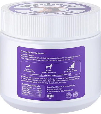 MARIMER Hip & Joint Chews for Dogs – Glucosamine, MSM, Chondroitin, Turmeric & Omega-3 – Mobility Chews for Dogs with Green Lipped Mussel & Eggshell Membrane – Chicken Flavor – 100 Soft Chews