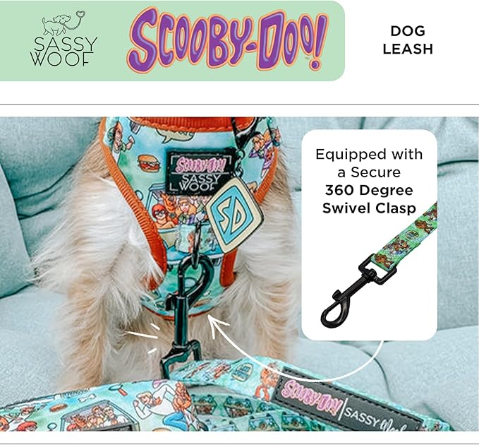 Sassy Woof Scooby-Doo™ Dog Leash 60-Inch with Neoprene Padded Handle - Comfortable, Durable, and Stylish for Small to Large Dogs - Officially Licensed